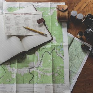 Camera Table Map Desk Notebook